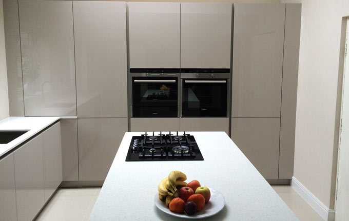 Schuller Fino Sand Grey High Gloss German Kitchen