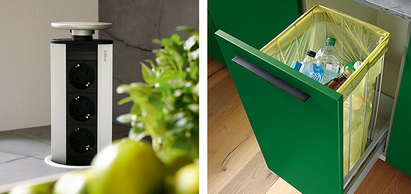 Schuller Biella L485 Moss green satin waste bin