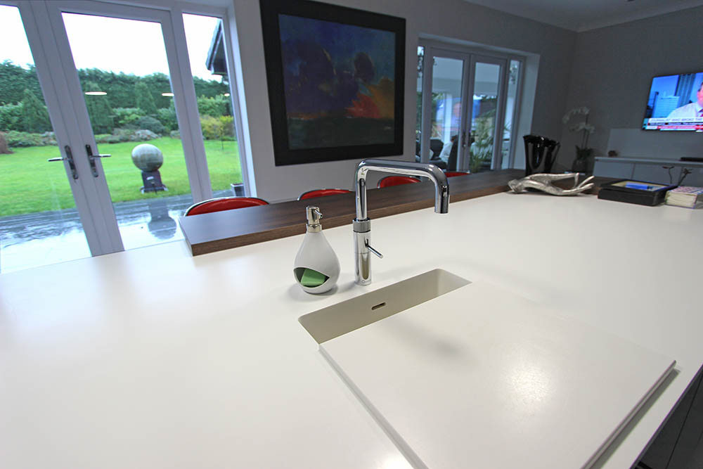 Schüller Next 125 White Glassline Kitchen Corian Sink