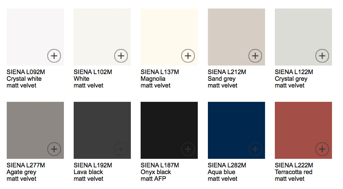 Schuller Siena Matt Velvet Colour Choices