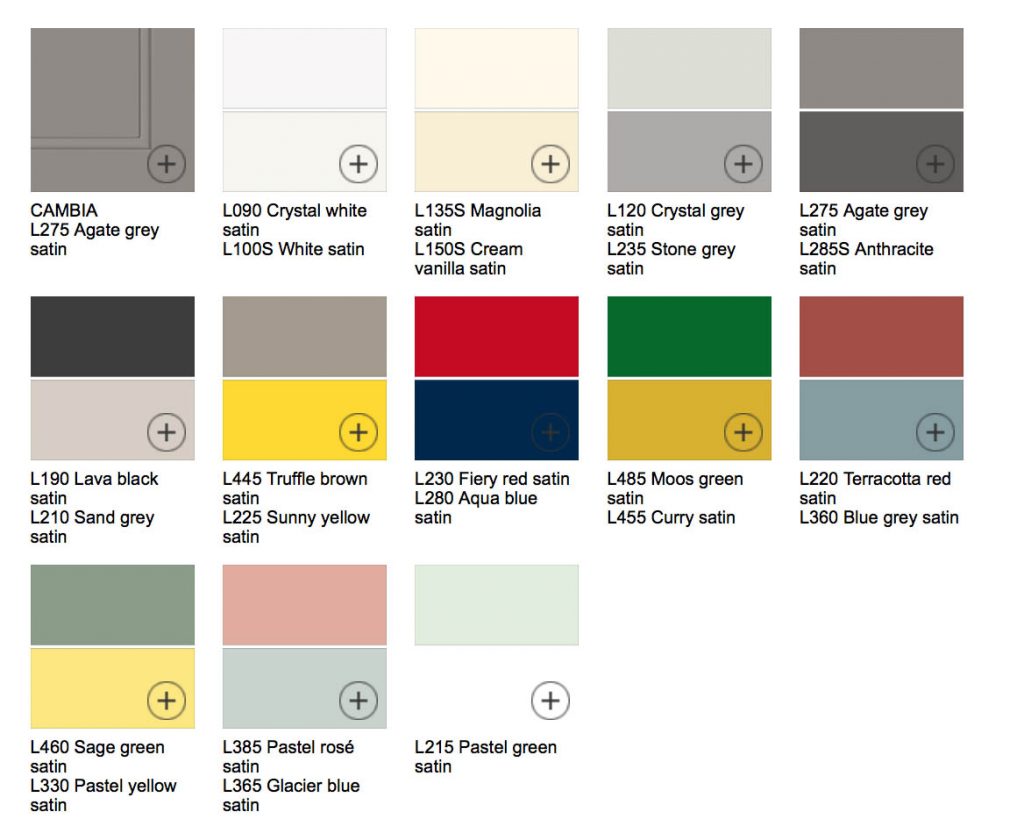 Schuller Kitchens - Cambia Door Colour Chart