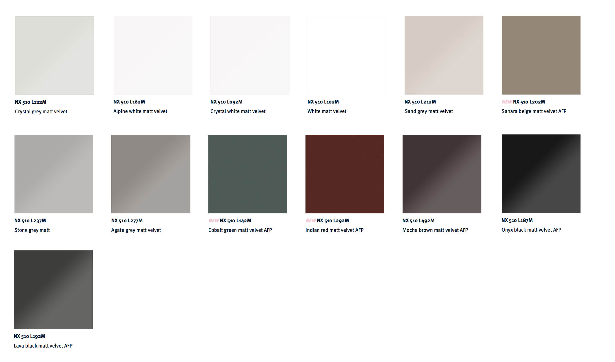 Next125 NX510 matt velvet colour choices