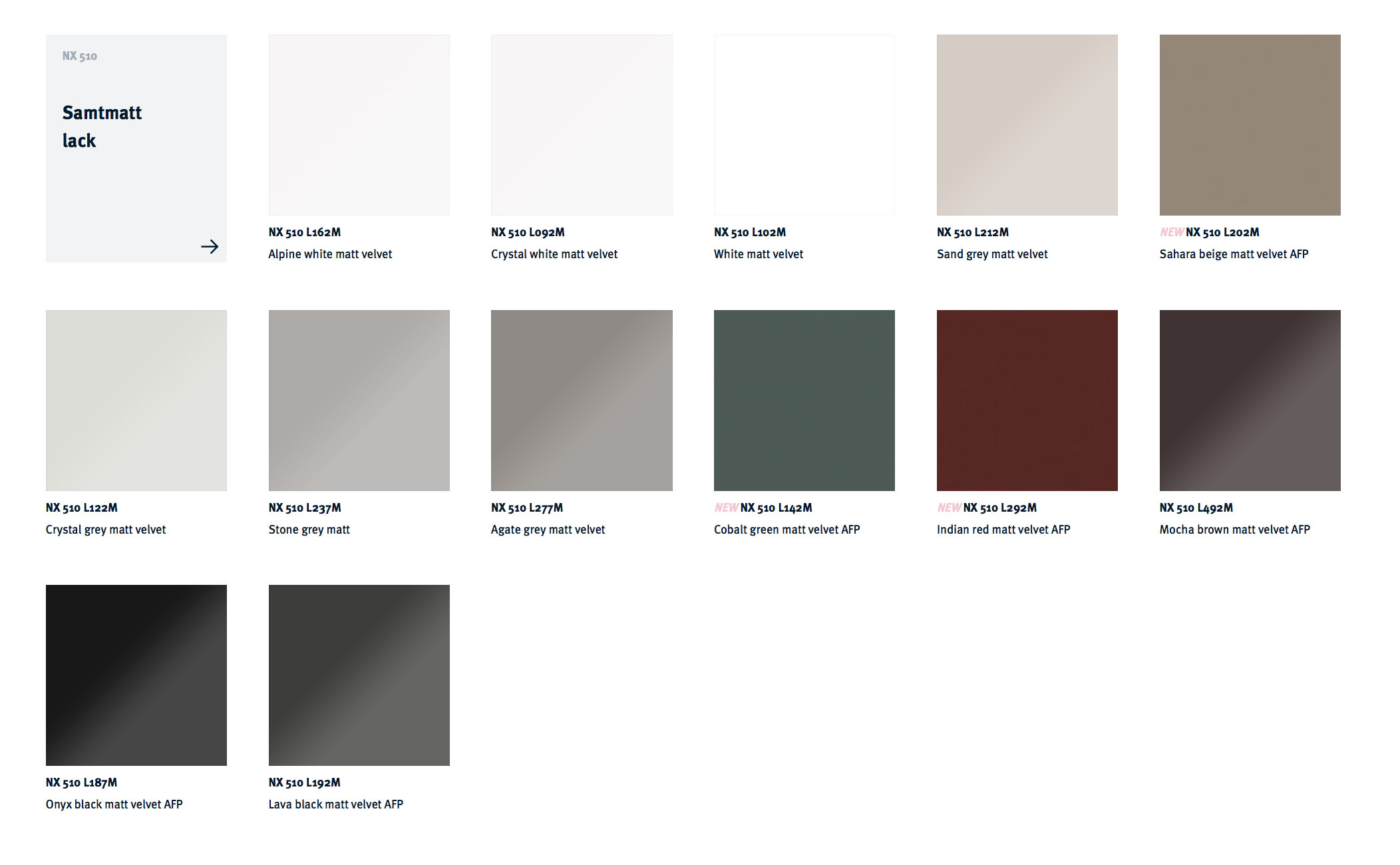 next125 kitchens NX 510 colour choices