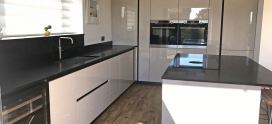 Schuller Fino German kitchen installation in Sand Grey