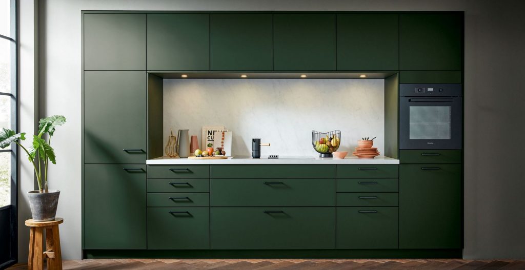 Schuller Siena Forest Green Matt Velvet German Kitchen